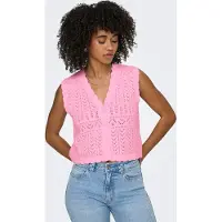 ONLY Onlirina V-Neck Button Vest Knt Noos - Pink - XS