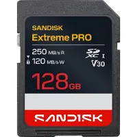 SanDisk Extreme PRO 128GB SDXC V30 -muistikortti ( R250MB/s W120MB/s )