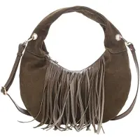 Núnoo Mini Gabi Suede Fringe Dark Olive W. Gold - Khaki green - ONE SIZE