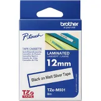 Brother Merkkausnauha Brother TZEM931 12mm, musta hopealla pohjalla