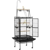 Vevor -lintuhäkki, 830 x 790 x 2100 mm, avoin tasainen yläosa, taottu rautainen lintuhäkki orsilla, ulosvedettävä tarjotin, muoviset ruokinta-automaatit, undulaattikakaduille, munkkipapukaijoille, amaz