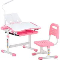 Vevor Säädettävä lasten kirjoituspöydän ja ergonomisen tuolin setti, vaaleanpunainen