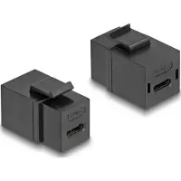 DeLOCK 87950, Tasainen, Musta, USB C, USB C, Naaras, Naaras