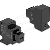 DeLOCK 41480, Tasainen, Musta, USB C, 2-pin terminal, Naaras, 220 mm