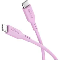 Goobay USB-C silikonikaapeli - 1.5m, 60W - vaaleanpunainen