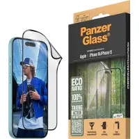 PanzerGlass iPhone 15/16 Eco Matrix Ultra-Wide Fit -näytönsuoja - musta reuna