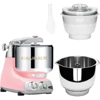 Ankarsrum Assistent Original AKM 6230 yleiskone jäätelökone lisäosalla ja lisäkulholla, cloudy pink