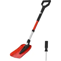 Vevor -lumilapio ajotielle, 22 cm:n taitettava lumilapio D-muotoisella kahvalla, 36–40 tuumaa säädettävä, kevyt alumiiniseoksesta valmistettu lumenpoistotyökalu, vähentää selkäjännitystä puutarha-autol