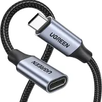UGREEN US372 80810 USB-C - USB-C PD QC -kaapeli 100W 5A 10Gbps 0.5m - harmaa