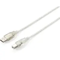 Equip 128653, 1 m, USB A, USB B, USB 2.0, Uros/uros, Hopea, Läpinäkyvä