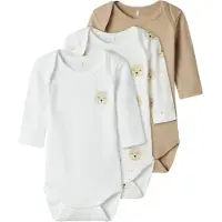 Name it Potkuhousut/body 'Oxford Bear' tummabeige / musta / valkoinen