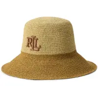 Ralph Lauren Two-Tone Crocheted Straw Bucket Hat - Beige - ONE SIZE