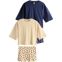 Next Pyjamashortsit beige / laivastonsininen / viininpunainen / vanha roosa