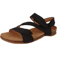 El naturalista for woman. 258101101005_001 Leather sandals N5810 Panglao black (42), Flat, 1 to 3 cm, Velcro