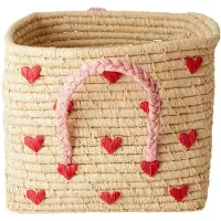 Rice Hearts Raffia Säilytyskori Nature Nature One Size Kermanvärinen One Size Pojat, Tytöt
