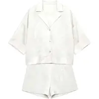 Gisela Shorts&shirt Satin Jacquard Fabric Kolmen Neljäsosan Hihaiset Pyjamat