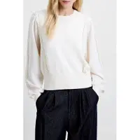 French Connection Krista Mix Ruffle Slv Jumper - Cream - S