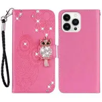 Mtp Products iPhone 15 Pro Max Pöllö strassi lompakko kotelo - Kuuma Pinkki