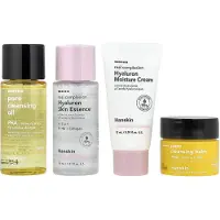 Hanskin Glass Skin On The Go Kit 4-pakkaus Kosteuttava matkayst v llinen kosteuttava ihonhoitosetti hehkuvalle iholle Puhdistimet Skin Essence To