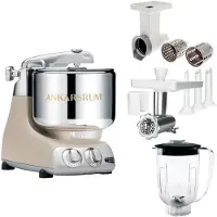 Ankarsrum Assistent Original AKM 6230 yleiskone lihamyllyllä, vihannesleikkurilla ja tehosekoitinkannulla, harmony beige