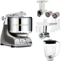 Ankarsrum Assistent Original AKM 6230 - yleiskone lihamyllyllä, vihannesleikkurilla ja tehosekoitinkannulla, black chrome