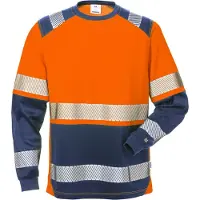 Fristads High vis pitkähihainen t-paita lk 2 7457 THV Huomio-oranssi/Laivastonsininen M
