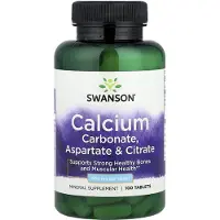 Swanson Health Kalsium (karbonaatti, aspartaatti & sitraatti), 500 mg - 100 tablettia