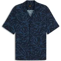 BOSS for man. 50559632 Regular fit shirt with navy print (XL), Casual, Viscose, Short sleeve