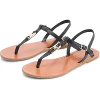 Tommy Hilfiger Leather Thong Sandal - Black - 39