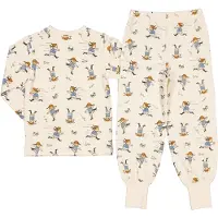 Geggamoja Kaksiosainen Pyjama Peppi Pitkätossu, Beige, 98-104