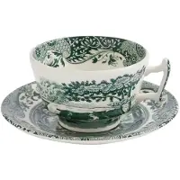 Spode - Heritage Green Italian Teekuppi ja aluslautanen 20 cl Vihreä/Valkoinen