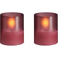 Moods & More LED glass candle - Hurricane - Vintage Rose - 47x57 mm - 2 pcs