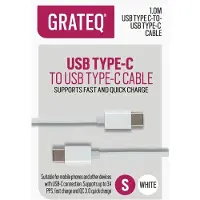 GRATEQ usb-c - usb-c kaapeli 100w 1m valkoinen