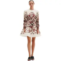 Malina Leoni Silk Blend Mini Dress - Cream - XS
