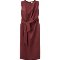 Mango Lyocell Dress With Knot Detail - Burgundy - S