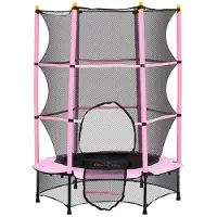 Aosom Trampoliini Homcom 140x140x190cm, vaaleanpunainen/musta