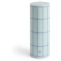 HAY Column Candle pöytäkynttilä large 25 cm Light blue-blue grid check