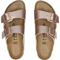 Birkenstock for woman. 1023960 Bronze Birko Flor Leather Arizona Sandals (Narrow Fit) (36), Flat, None, Casual
