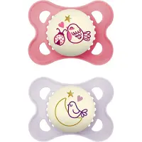 Mam Original Night 0-6m Silk Teat Pink 2pcs