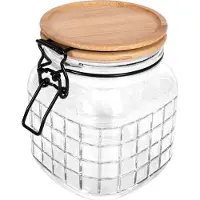 Excellent Housewares Lasinen säilytyspurkki, jossa bambukansi ja ilmatiivis tiiviste