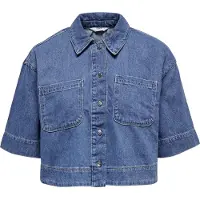 ONLY Onlcleo Life Ss Crop Dnm Shirt Pim Noos - Blue - XS
