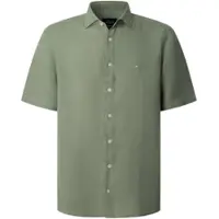 Hackett for man. HM3010633 Linen shirt green (S), Casual, Short sleeve