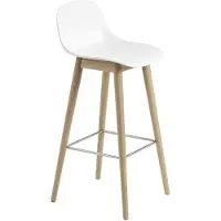 Muuto Fiber baarituoli korkea Wood Base - 75 cm - Natural White/Oak