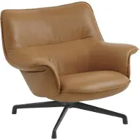 Muuto Doze Lounge Chair Low Back Swivel Base - Refine Leather Cognac Anthracit Black