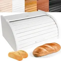 Hobby Hall Moderni valkoinen puinen leipälaatikko 38 x 28,5 x 17,5 cm (+/-1 cm) – Creative Deco