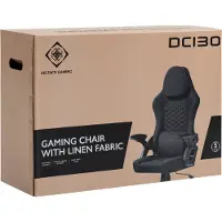 Deltaco DC130-pelituoli, musta, pehmeää pellavakangasta