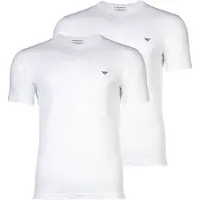 Emporio Armani for man. EM000392_AF14132 Set of 2 white elastic knit V-neck loungewear t-shirts (XL), Homewear, Cotton, Short sleeve