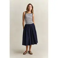 Gant Jersey Woven Combo Dress - Navy - M