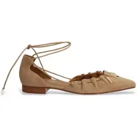 Alpe for woman. 552112 Audrey beige suede ballerinas (38), Leather, Flat, Laces, Casual