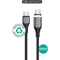 ESTUFF INFINITE Magneettinen USB-C 2.0 -kaapeli PD100W 480 Mbps 2m Musta, ES604265